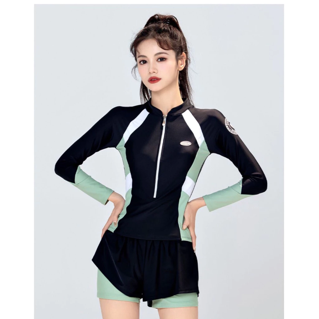 Đồ bơi nữ dài tay có đệm ngực, quần 2 lớp kín đáo đi biển